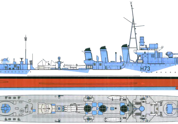 Ship ORP Burza [Destroyer] (1943) - drawings, dimensions, pictures